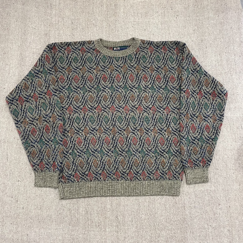vintage R&R Casual sweater mens xl Brown‎ 1990s argyle Pattern